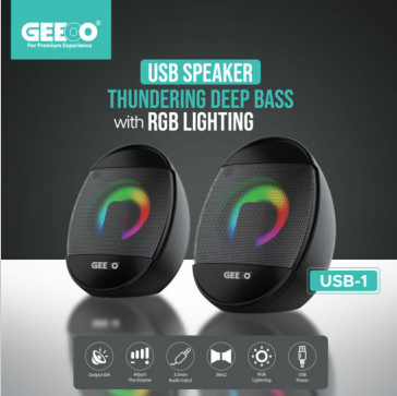 GEEOO USB1 USB Speaker Thundering Deep Bass With RGB Lighting