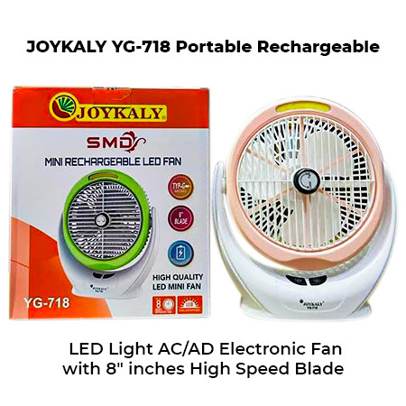 JOYKALY YG-718 Portable Rechargeable LED Light AC/AD Electronic Fan