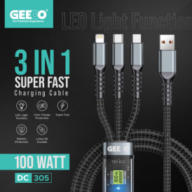 Geeoo DC305 3 in 1 5A Short Charging Cable 30cm