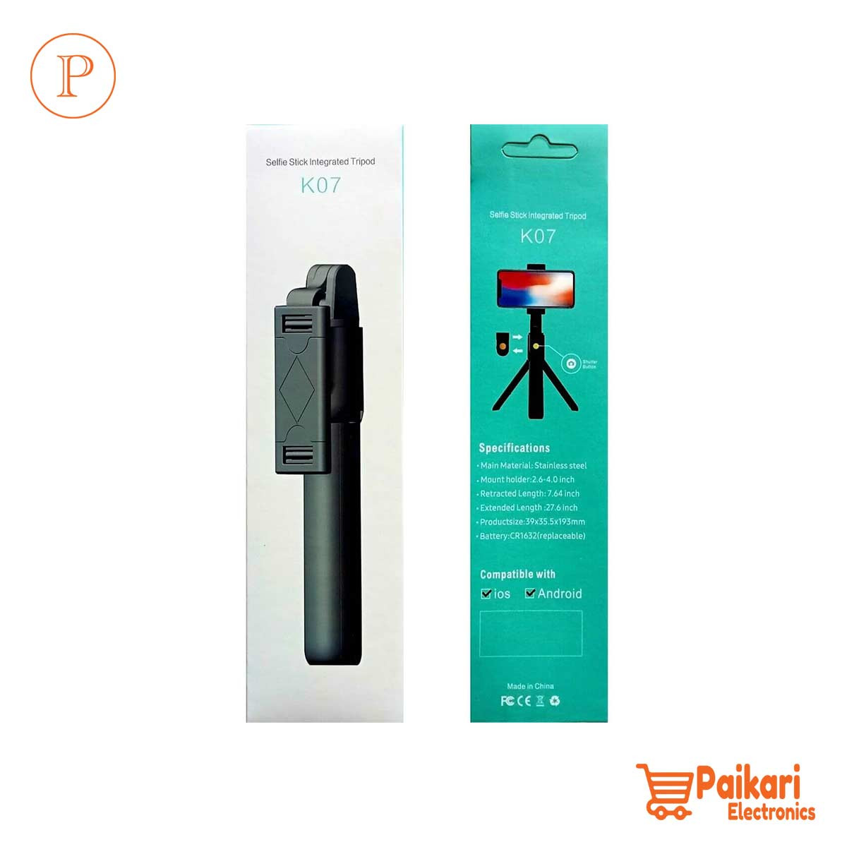 K07 Selfie Stick Integrated Tripod For Smartphone