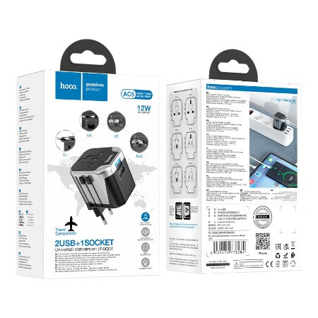 AC5 Level dual port universal conversion charger black