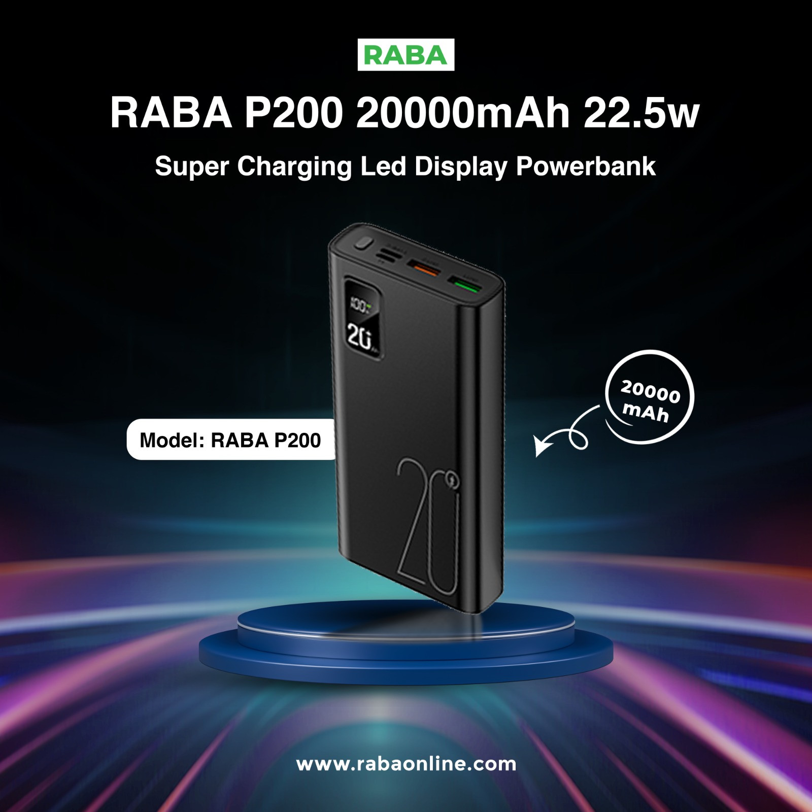 RABA P200 22.5W 20000MAH Powerbank