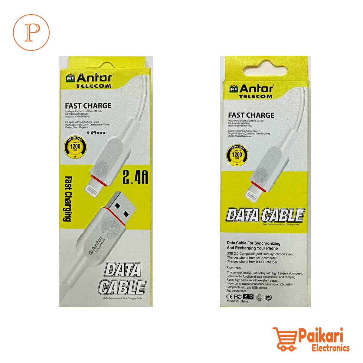 Antor 2.4A 1000mm iPhone Data Cable