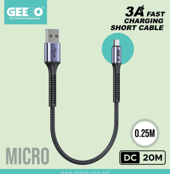 Geeoo DC20M 0.25M Short (Micro) Data Cable