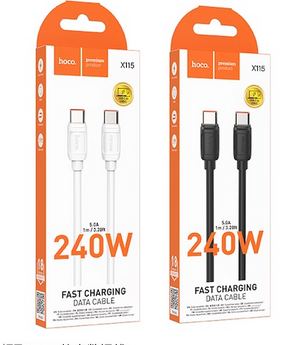 Hoco X115 Surpass 240W fast charging data cable C to C - White