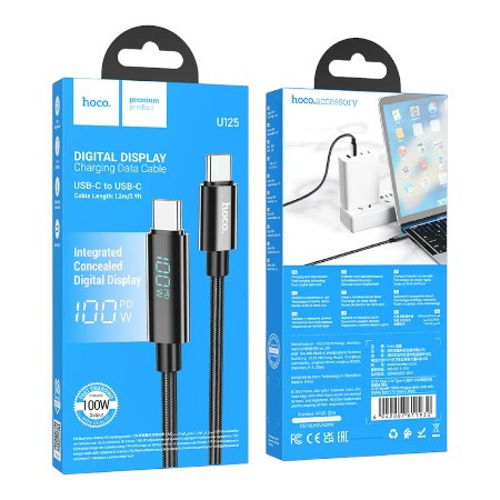 U125 Benefit 100W charging data cable with display Type-C to Type-C black