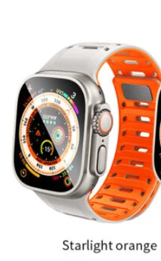 AS106 Mountain silicone magnetic strap for iWatch(44/45/46/49mm)Starlight Orange