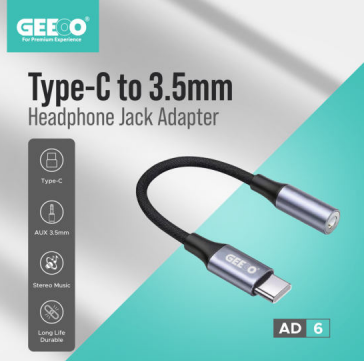 Geeoo AD6 Type-C to 3.5mm Headphone Jack Adapter