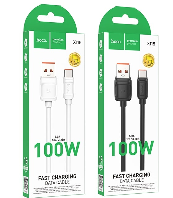 Hoco X115 Surpass 100W fast charging data cable Type-C 