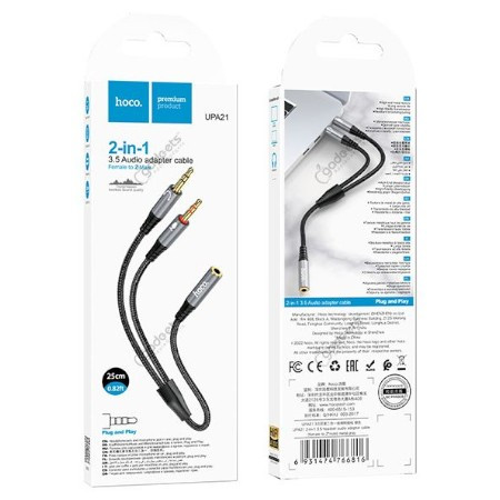UPA21 2-in-1 3.5 headset audio adapter cable (female to 2*male)