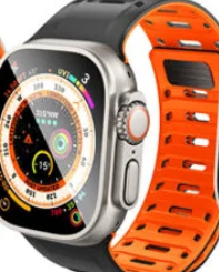 AS106 Mountain silicone magnetic strap for iWatch(44/45/46/49mm) Gray Orange