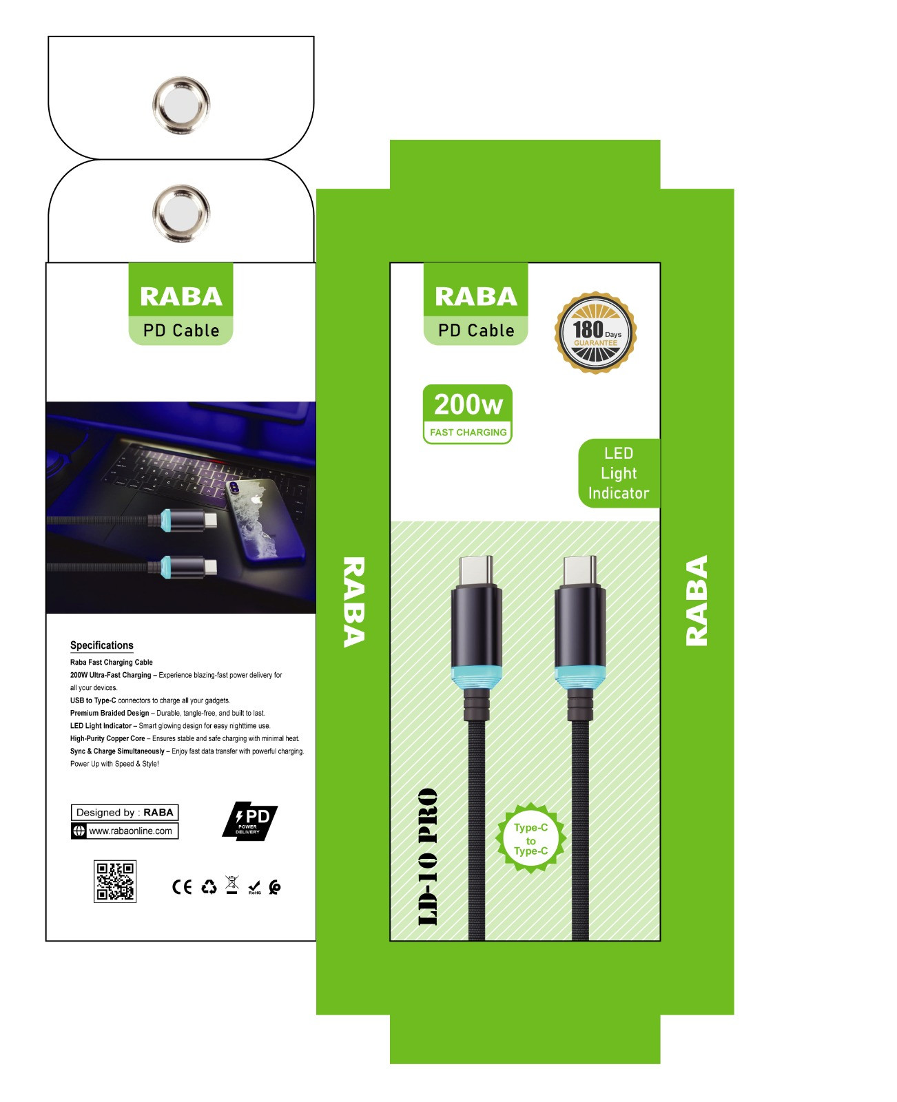 RABA LD10 Pro PD Type-C Fast Cable 