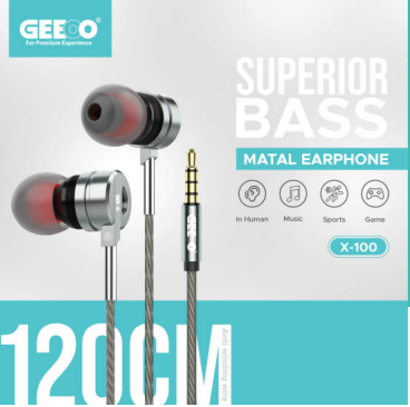 Geeoo X100 Superior Bass Metal Earphone