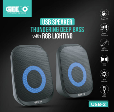 GEEOO USB2 USB Speaker Thundering Deep Bass With RGB Lighting