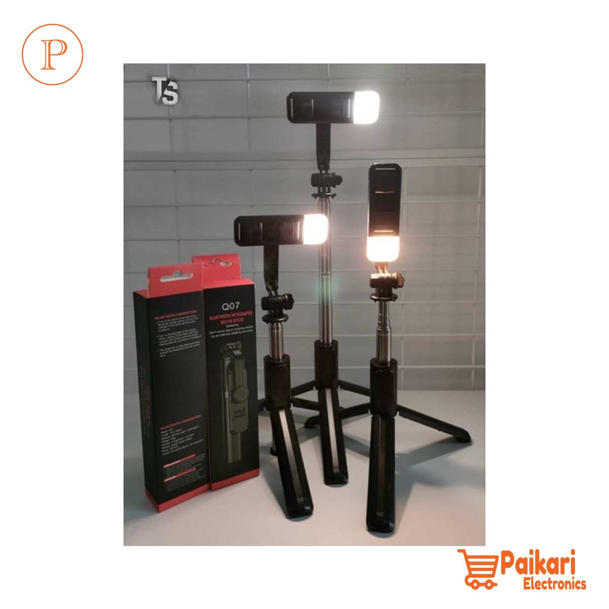 Q07 Flexible Selfie Stick Tripod Stand Bluetooth Remote Control{লাইট ছাড়া}