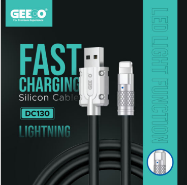 Geeoo DC130 lighting Fast Charging Silicone (Lightning) Cable 1M Long 3A Safe Charge