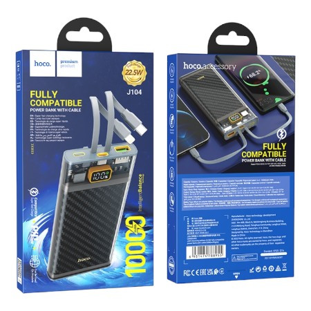 J104 Discovery edition 22.5W fully compatible power bank with cable(10000mAh) gray