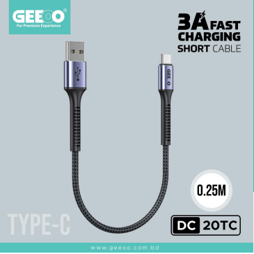 Geeoo DC20TC 0.25M (Type-C) Data Cable
