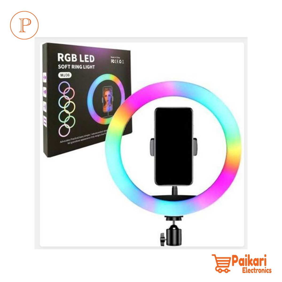 MJ36 RGB soft ring light Circle Photography Lighting 16 colour Led RGB Ring Light with Phone Tripod Stand