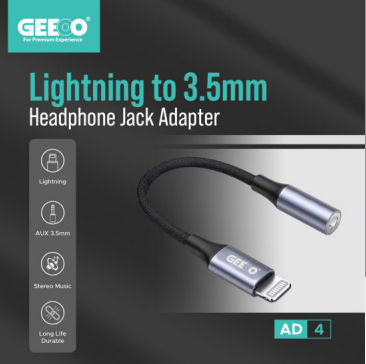 Geeoo AD4 Lightning to 3.5mm Headphone Jack Adapter