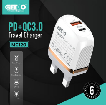 Geeoo MC120T PD+ QC 3.0 20watt Type-c Charger